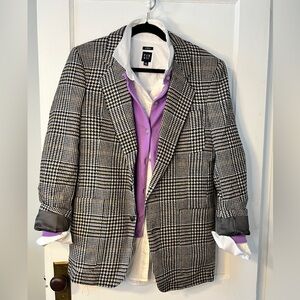 VINTAGE 90’s Christian Dior Men's Black & White Glen Plaid Blazer